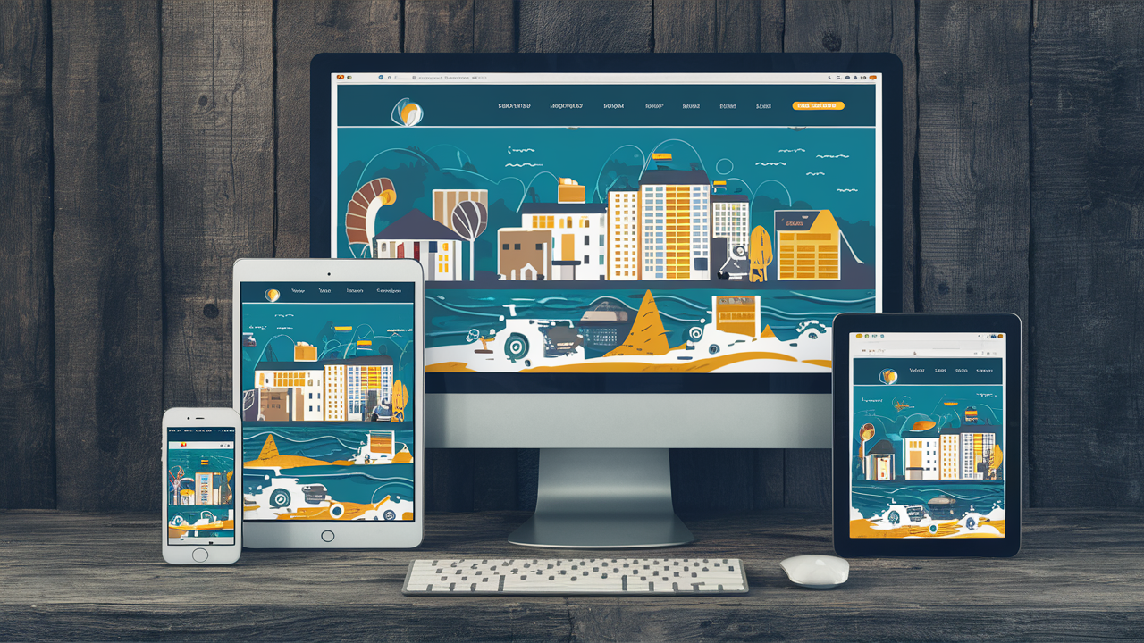 Site web responsive affiché sur plusieurs appareils